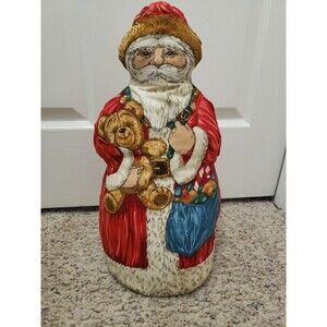 Vintage Fabric Santa Claus FATHER CHRISTMAS Decor Doorstop 17" Shelf Sitter